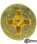 Solid Brass Wood Screws Flat Head Countersink Phillips Drive Size 12 X 4 Inch head view showing the flat design