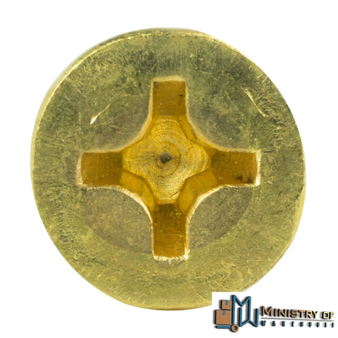 Solid Brass Wood Screws Flat Head Countersink Phillips Drive Size 12 X 4 Inch head view showing the flat design