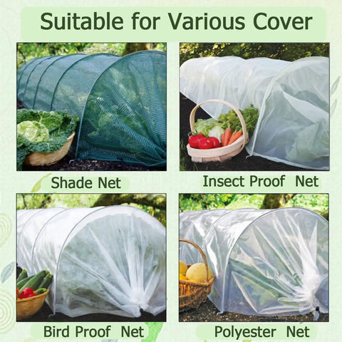 Greenhouse Hoops Grow Tunnel Kit 6 Sets For Raised Beds Rust Free Plant Support Frames Row Cover Shade Cloth DIY Garden Stakes Garden Tunnel Row Cover Hoops Kit Easy Install