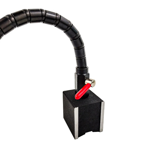 Close-up of Indicator Holder With Magnetic Base Stand Aluminum Strut And Steel Flexible Arm For Dial And Test Indicators Pro Grade