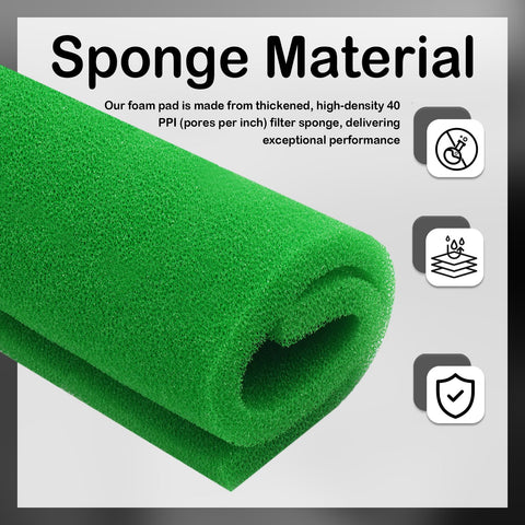 Custom Cut Air Filter Foam 16.7 by 14.76 by 0.625 Inches Reusable 40 PPI Sponge Filter Material Rugged Washable