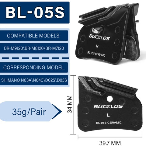 BL 05S Ceramic Bike Brake Pads For Disc Brakes Compatible With Shimano N03A N04C D02S D03S And BR M9120 M8120 M7120, side view