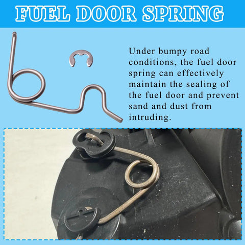 Premium Stainless Steel Fuel Door Spring Fits 2007-2020 Toyota Tundra Gas Tank Valve Flip Lever, showing installation details.
