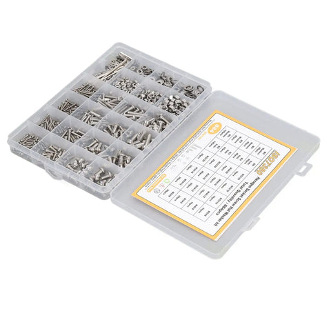 Over 884 Piece Stainless Steel Bolts Nuts Washers Wrench Set M2 M3 M4 M5 Durable Hardware Kit