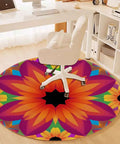 Chic Floral Chair Mat For Hardwood Floors Non Slip Castor Glide Guard 55 Inch Round, colorful flower design under office chair.