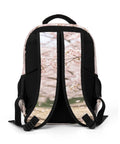 Back view of Soft Pink Sakura Spring Scene Printed Unisex Backpack with large capacity and breathable straps