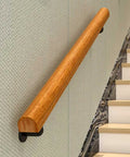 Solid Wooden Stair Handrail Built Tough For Indoor Outdoor Use With Smooth Non Slip Grip Quick Install Grab Bar mounted on stairs