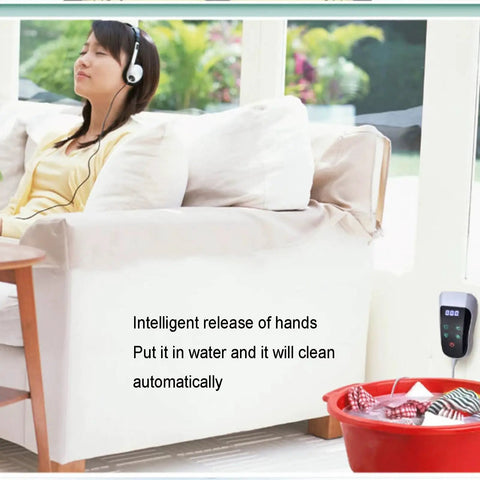 Heavy Duty Handheld Sonic Cleaner With Aluminum Wand For Blasting Jewelry Glasses And Shop Tools Strips Stubborn Oil And Daily Gunk Quick While Leaving Your Favorite Gear Looking Legit Fresh Straight Up near a woman relaxing.