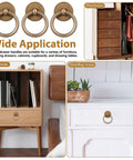 Solid Brass Cabinet Pulls Set Of 4, Old School Ring Style Handles With Screws, 4cm Vintage Brass Drawer Knobs For Kitchen Cabinets