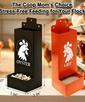 Hella Durable Metal Chicken Grit And Oyster Shell Feeder with dual bins for grit and oyster shells, measuring 10.24" high.