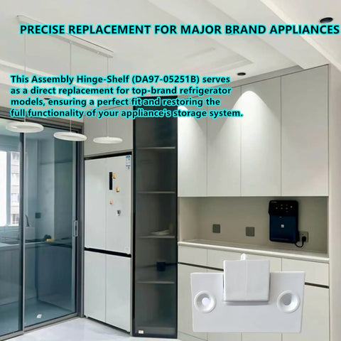 Refrigerator Hinge Shelf Assembly Replacement DA97-05251B Direct OEM Fit for Top Brand Models showing hinge shelf component.