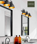 Dope Industrial 3 Light Vanity Lamp For Bathrooms Wall Mounted Vanity Light Fixture With Black Metal Frame, Model AD21523W