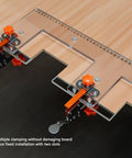 Dead Nuts Precise Embedded Handle Slotting Template With Quick Clamp And Router Dust Cover For Wardrobe Cabinet Door Panel U Groove Positioning Jig showing clear scale and clamps.