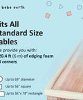 Top Shelf Baby Proofing Edge And Corner Guard Protectors Featuring Twenty Feet Of PreTaped Shock Absorbing Rubber Foam With Eight Thick Furniture Bumpers For No Sweat Toddler Safety And Quick Peel Off Cleanup, displayed on a standard size table.