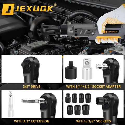120Nm Cordless Ratchet Wrench With Brushless Motor, 21V Power, 200RPM, Includes Two 2.0Ah Batteries, Seven Socket Set