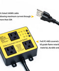Front view of Ortis automatic vacuum switch with two outlets in yellow PC+ABS housing
