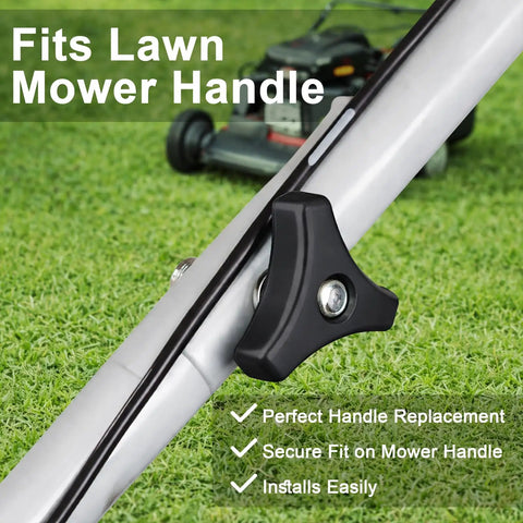 Honda Lawn Mower Handle Knobs Kit Four Pack Replacement Nuts And Bolts Universal Fit attached to mower handle on grass