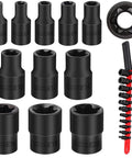 11-Piece E-Torx Socket Set With Rail And Organizer External Sockets E4 to E20, drop-forged chrome vanadium steel, black phosphate finish.