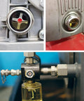 5 Pack Aluminum Oil Sight Glass Kit With One Quarter Inch, One Half Inch, Three Quarter Inch, Three Eighth Inch, And One Inch Male Threads, Clear Oil Level Indicator Window For Hydraulic Tanks And Air Compressor Fittings installed on machinery