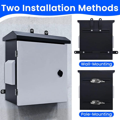 Heavy Duty Lockable Electrical Enclosure Rig, IP65 Waterproof Junction Box With Integrated Thermostat And Cooling Fan, gray and white wall-mounted design.