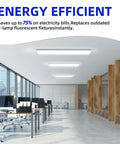 Office setting with 4 Foot LED Wraparound Light 40W 4400Lm 4000K Neutral White Flush Mount Ceiling Fixture For Garage Office Kitchen Energy Saving Replaces 2 Lamp 32W Fluorescent ETL Listed installed on ceiling