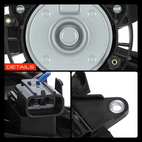 Detailed view of Straight Up Swap Radiator Cooling Fan For Honda CRV 2017 to 2022, including assembly components and connector.