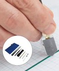 Hand using Pencil Style Glass Cutter Kit With 2 Spare Blades For Craft Projects And Window Glass Cutting Tools on glass