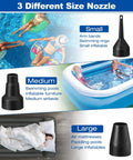 Image showing 3 nozzle sizes for 2 In 1 Electric Air Pump Quick Fill And Deflate For Pools And Inflatables Delivers Up To 500 L Per Minute