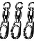 Heavy Duty Snap Swivels For Saltwater And Freshwater Fishing With Ball Bearing Action, Stainless Steel Construction, Split Rings, Nickel Finish, 25 Pack, 30 Lb Load, Smooth Rotations, Durable, Tangle Free black snap swivels with clip