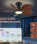 Yunstore Coveview Tropical-Style 30-Inch Ceiling Fan - 6-Speed Settings with palm leaf blades, providing quiet airflow in a modern bedroom.