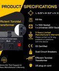 Heavy Duty 1500 Watt Voltage Converter Transformer Step Up Down 110V To 220V And 220V To 110V With Circuit Breaker Protection