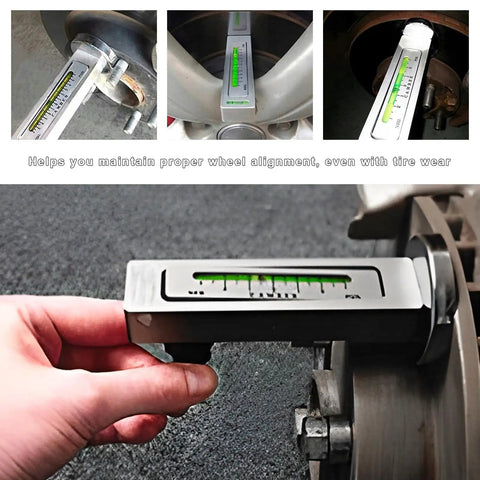 Adjustable Magnetic Wheel Camber And Caster Alignment Gauge Tool For Universal Tire Repair On Suv Truck Rv mounted on brake rotor.