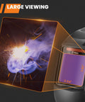 Auto Darkening Welding Helmet With Large 3.94 By 3.82 Inch Viewing Screen showing welding arc, solar powered, 4 arc sensors