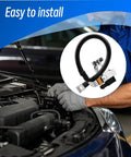 Man installing Intelligent Battery Sensor Replacement For BMW 328i 335i M3 E90 E92 E93 Two Pin Connector in engine bay.