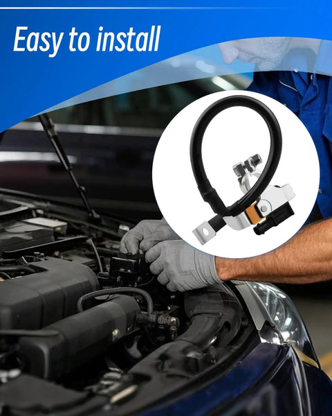 Man installing Intelligent Battery Sensor Replacement For BMW 328i 335i M3 E90 E92 E93 Two Pin Connector in engine bay.