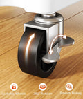 Close-up of lockable wheel on Three Tier Rolling Cart Organizer With Lockable Wheels And Reinforced Handle showing 360° rotation feature.