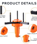 Close-up view of Zero Sweat Electric Smoke Detector Swap Tool Featuring Radio Controlled Expandable Silicone Grips, detailing adjustable slot opening and rubber tips.