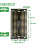 10 Piece Gold Plated Solderable Breadboard PCB Kit For DIY Electronics Projects, 3.5 By 2.05 Inches, dimensions shown