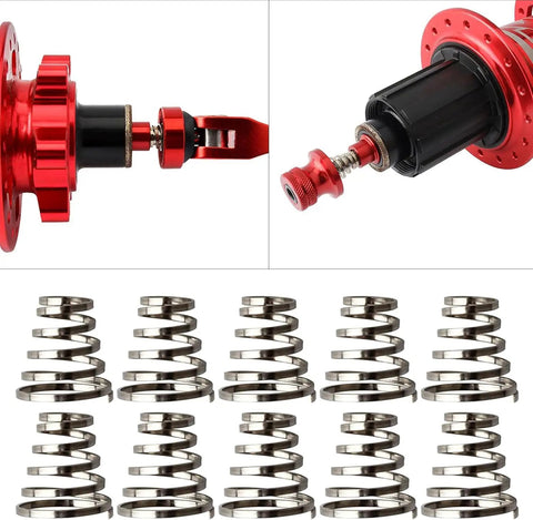 Universal Stainless Steel Quick Release Skewer Springs Kit For Mountain And Road Bikes 10 Pack with hub attachment