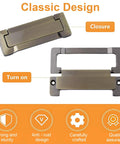 Pocket Door And Drawer Handles Set Flush Pull Ring Handles Zinc Alloy Concealed Furniture Pulls with screws shown open and closed.