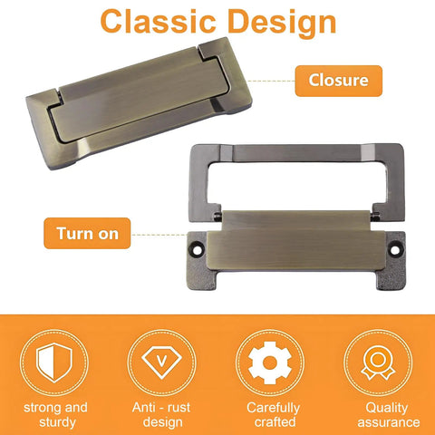 Pocket Door And Drawer Handles Set Flush Pull Ring Handles Zinc Alloy Concealed Furniture Pulls with screws shown open and closed.