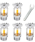 Ace Five Pack Fire Sprinkler Heads With Up And Down Spray Pattern For Hassle Free Ceiling Install DN15 79C Activation displaying five copper sprinklers and a wrench.