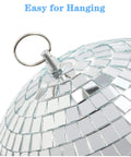 Close-up of 8 Inch Hanging Disco Ball For Party Wedding Holiday Or Home Decor With Tiny Mirror Squares and hanging ring