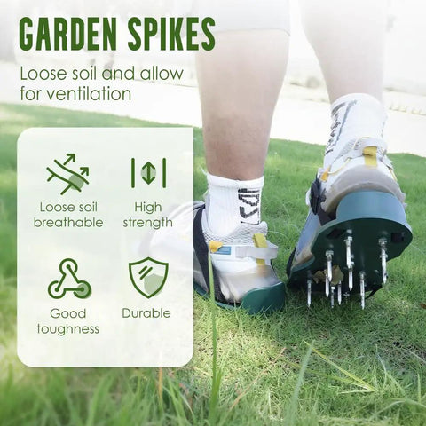 Lawn Aerator Shoes For Grass Health With Adjustable Straps And Heavy Duty Spikes One Size Fits All Green Spike Shoes