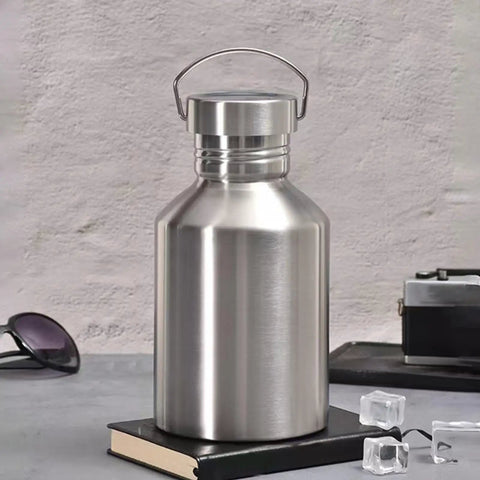 2L Stainless Steel Travel Cup With Handle Wide Mouth Water Bottle For Hiking Fishing And Outdoor Sports Built To Last