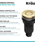 Flat Top Garbage Disposal Air Switch Button In Brushed Brass Universal Replacement For All Air Switch Kits And Disposals