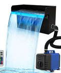 Pond Waterfall Spillway Kit With 8 Inch Stainless Steel Spillway Remote Control LED Lights 660GPH Submersible Pump