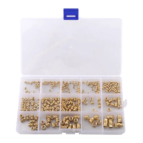 300 Piece Heat Set Threaded Inserts Kit M2 To M6 And One Quarter Twenty Brass Knurled Nuts For 3D Printing PLA ABS Repair Mixed Pack Copper Forging For Strong Durable Joints in organizer case