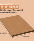 Heavy Duty 18x12 Kraft Corrugated Sheets 50 Pack For Packing Moving And Storage - Tough As Nails Pallet Layering Pads Dustproof Tops