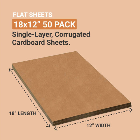 Heavy Duty 18x12 Kraft Corrugated Sheets 50 Pack For Packing Moving And Storage - Tough As Nails Pallet Layering Pads Dustproof Tops